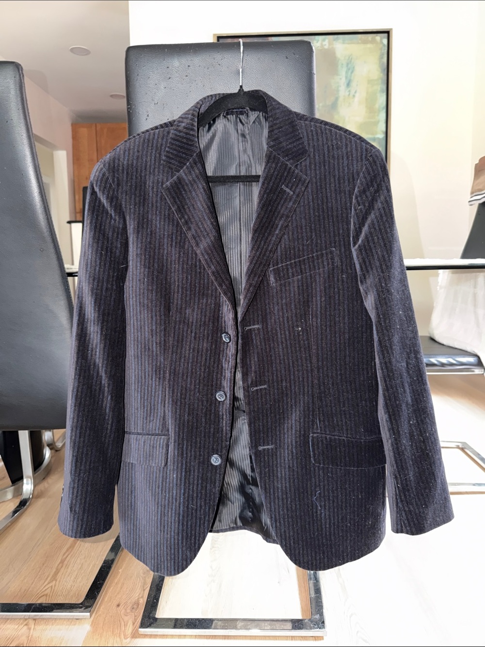 Lamborghini Men's Dark Brown Pinstripe Corduroy Blazer